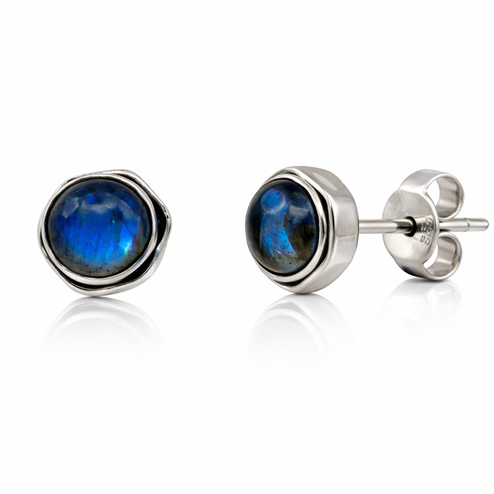 S925 Labradorite Hexagon Studs
